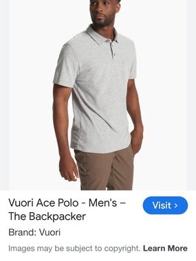 Vuori Ace Polo in Light Gray